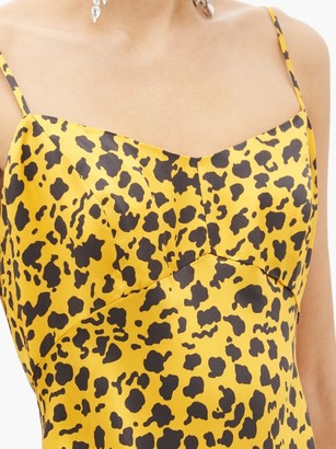 Saloni Mimi B Leopard-print Fluted-hem Silk Slip Dress - Leopard