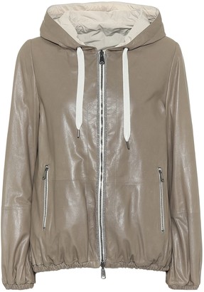 Brunello Cucinelli Reversible leather hooded jacket