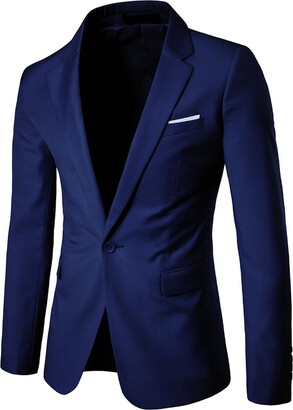 Allthemen Men's Casual Blazer Slim Fit Formal Business Suit Jackets One  Button Single Breasted Sport Coat Tuxedo Daily Blazer Navy S - ShopStyle