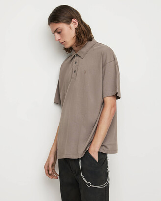 AllSaints Lex Short Sleeve Polo Shirt - Flint Grey