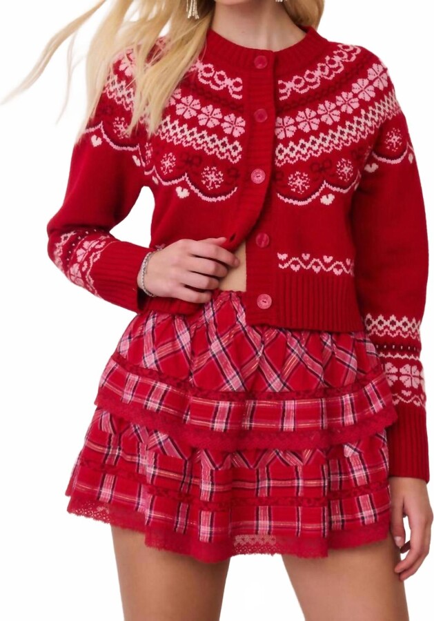 LoveShackFancy Shantae Long Sleeve Cardigan In Red