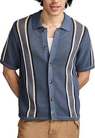 Lucky Brand Vertical Stripe Short Sleeve Polo Sweater