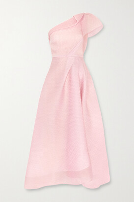 Roland Mouret Ostuni One-shoulder Silk-blend Organza-jacquard Midi Dress - Pink