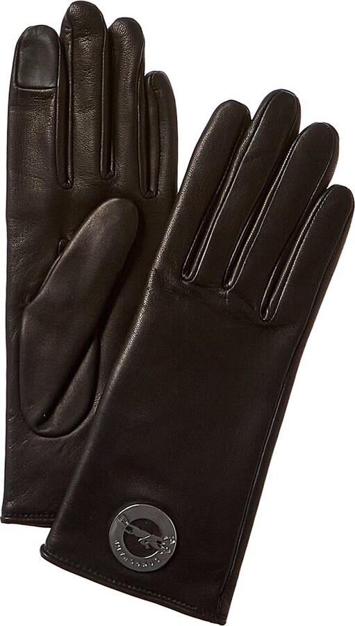 Longchamp AlpacaLined Leather Gloves ShopStyle