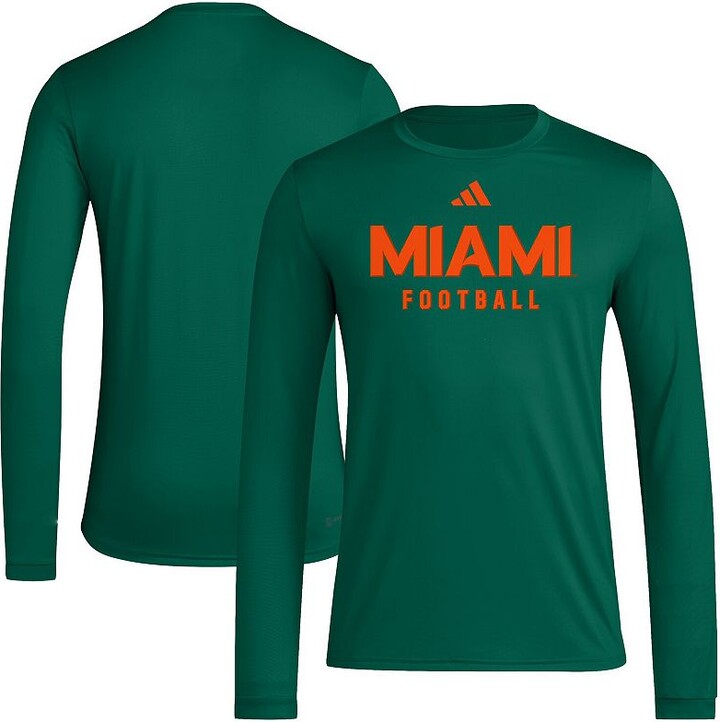 Men's adidas Green Miami Hurricanes Locker Practice Football Pre-Game Long Sleeve T-Shirt
