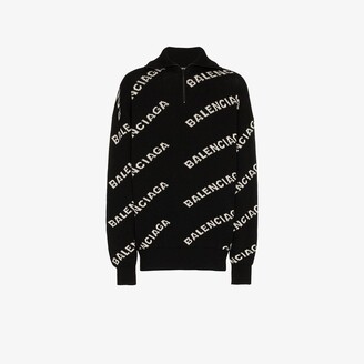 Balenciaga Logo Jacquard Wool Half Zip Sweater - Men's - Polyamide/Camel  Hair/Virgin Wool - ShopStyle