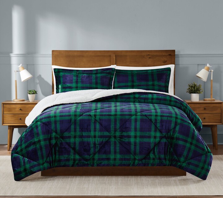 Truly Soft Cuddle Warmth Tartan Plaid Twin XL C omforter Set