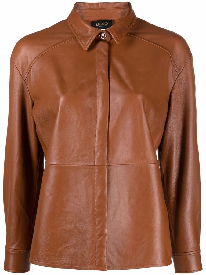 Liu Jo Long-Sleeve Leather Shirt - ShopStyle
