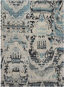 Bungalow Rose 9X12 Hand Knotted Oushak 100% Wool Modern & Contemporary Oriental Rug Gray Beige, Charcoal Color