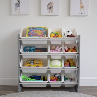 Humble Crew Inspire Kids Toy Storage Organizer With 12 Storage Bins, Grey/White