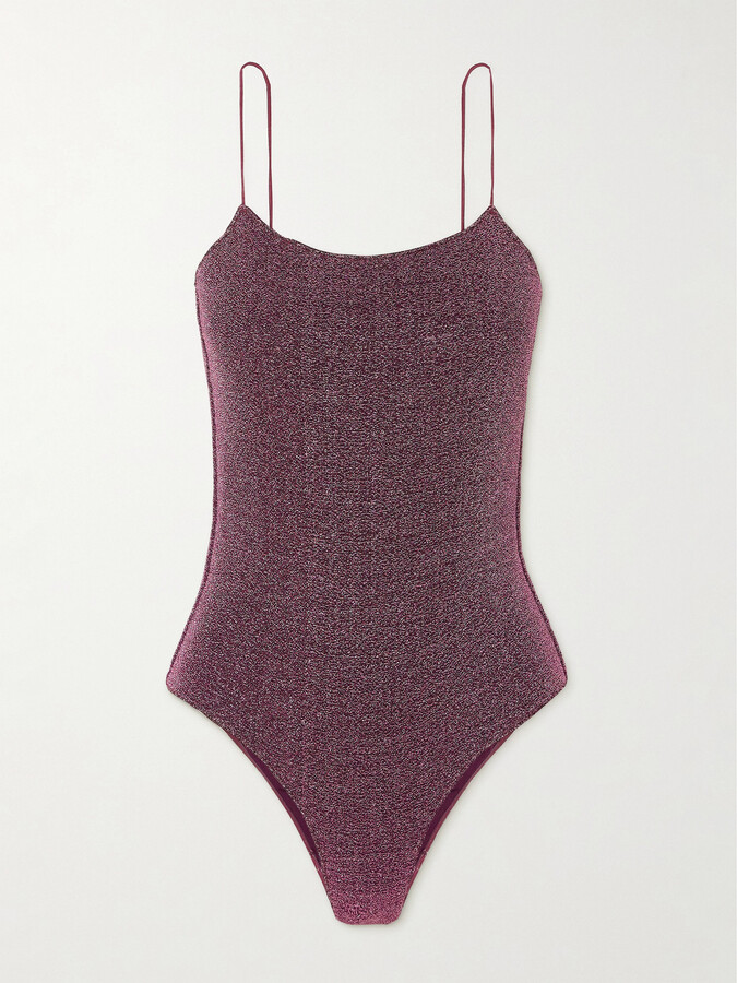 Oseree Lumière Stretch-lurex Swimsuit - Purple