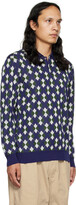 Thumbnail for your product : Beams Navy Argyle 14G Polo