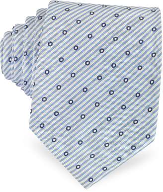 Forzieri Dots and Stripe Print Woven Silk Tie