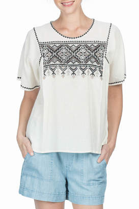 Lilla P Short Sleeve Embroidered Top