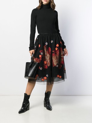 Biyan Floral Embroidered Midi Skirt