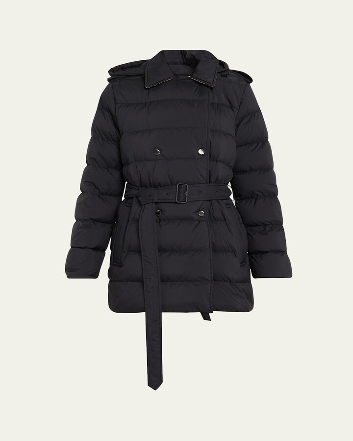 Burberry Kent Belted Parka Jacket With Detachable Hood