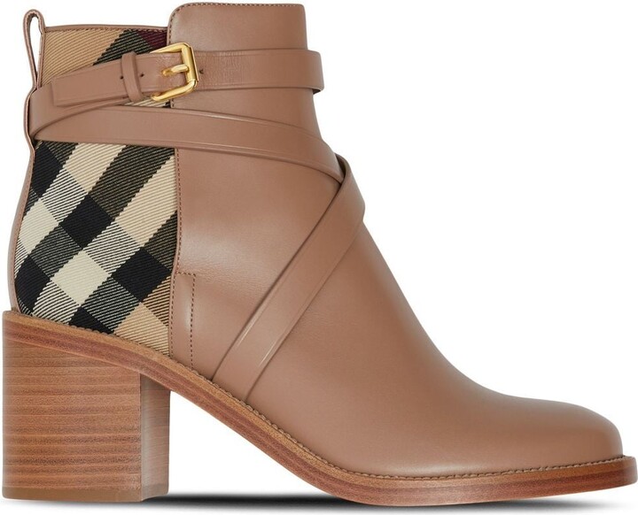 Burberry Check-Pattern Ankle Boots - ShopStyle