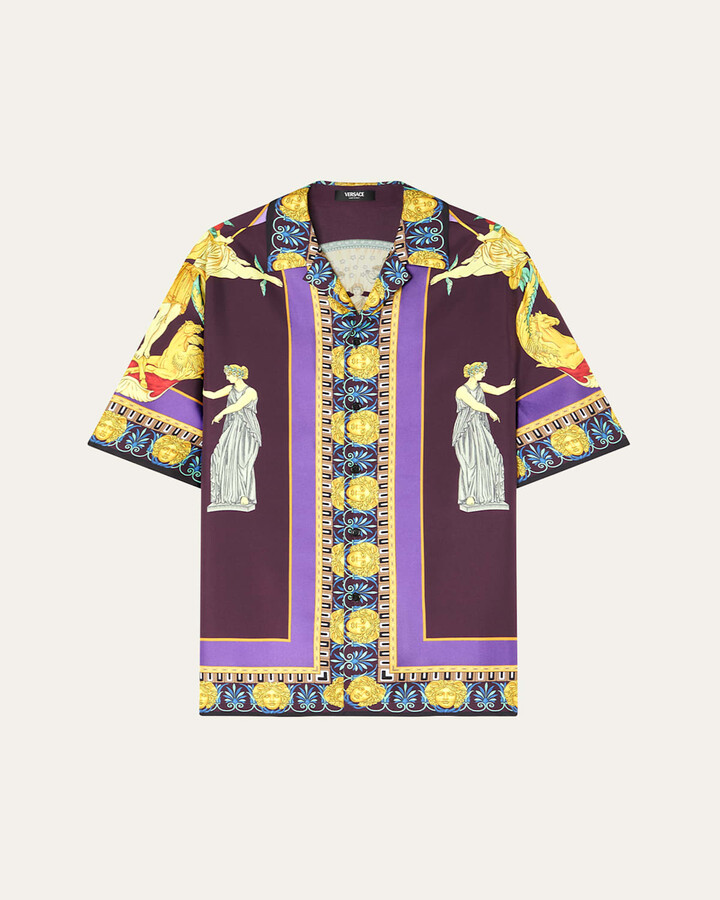 Men's Hall of Statues Silk Short-Sleeve Shirt