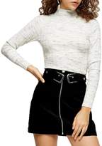 Thumbnail for your product : Topshop PETITE Ribbed Marled-Knit Funnel Neck Top