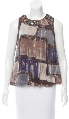 Magaschoni Bead-Accented Silk Top