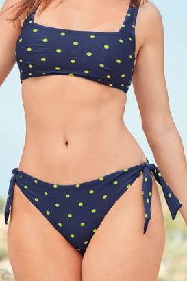 Next Womens Navy Spot Bunny Tie Side Bikini Briefs - Blue