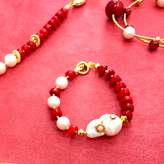 Thumbnail for your product : Farra Studded Crystals Pearl & Coral Bracelet