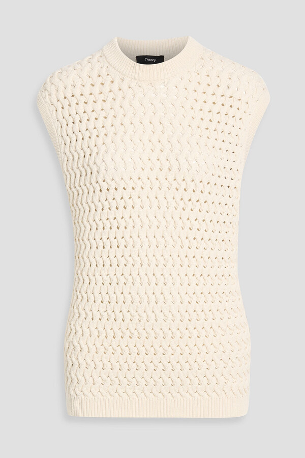 Cable-knit cotton-blend vest