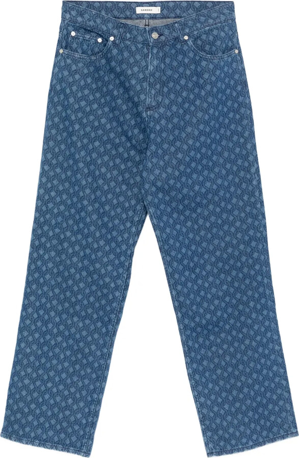 Rope-Print Wide-Leg Jeans