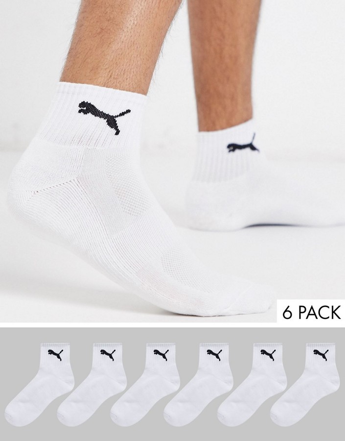 Puma 6 pack quarter socks in white - ShopStyle