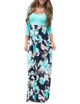 Thumbnail for your product : DUNEA Women's Maxi Dress Floral Printed Autumn 3/4 Sleeve Casual Tunic Long Maxi Dress