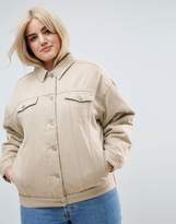 Thumbnail for your product : ASOS Curve Denim Wadded Jacket In Stone
