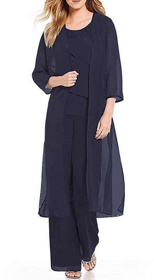 long navy chiffon jacket