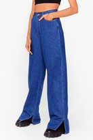 Thumbnail for your product : Nasty Gal Womens Hang Back Slit Hem Slouch Jeans - Blue - 10