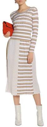 Sonia Rykiel Striped Ribbed Cotton-Blend Midi Dress