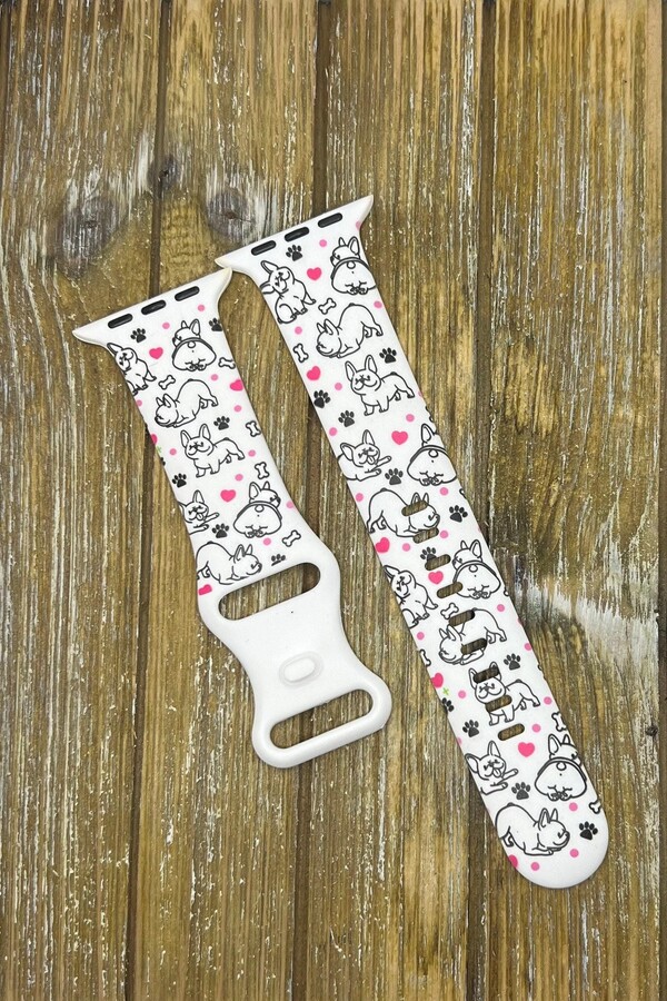 French Bulldog Apple Watch Band Frenchie Dog 38mm 41mm 40mm 42mm 44mm 45mm Printed Laser Women Gift