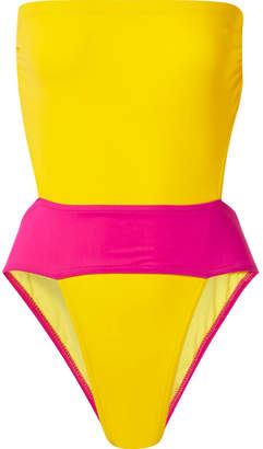 Karla Colletto Helene Cutout Color-block Swimsuit - Yellow