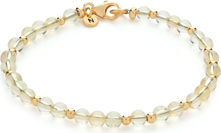 Nellou Jewellery Yellow Jewel Bead November Birthstone Bracelet Gold Plated Sterling Silver - Citrine
