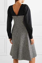 Thumbnail for your product : ADEAM Layered Houndstooth Wool-blend And Cotton-blend Midi Dress - Gray