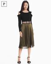 Thumbnail for your product : White House Black Market Petite Pleated Metallic Midi Skirt