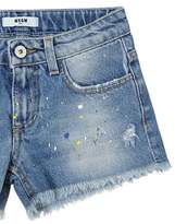 Thumbnail for your product : MSGM Painted Stretch Cotton Denim Shorts