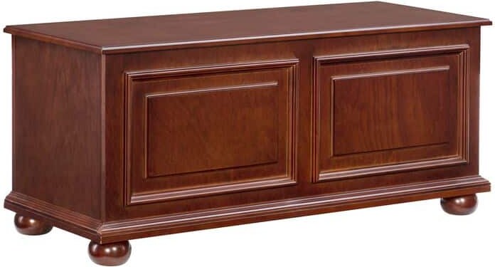 Powell Company Rockland Cherry Finish Cedar Chest with Raised Panels and Bun Feet