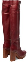 Thumbnail for your product : Jacquemus Sabots Leather Over-the-knee Boots - Burgundy
