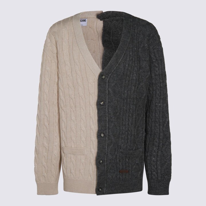 Moschino Grey And Beige Knitwear