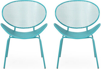 George Oliver Teal Shell Chairs - Modern Design Iron Frame 26.06\