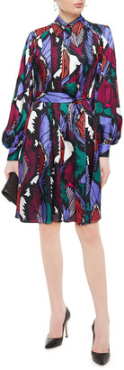 Carolina Herrera Belted Printed Satin-jacquard Shirt Dress