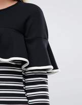 Thumbnail for your product : Fashion Union Frill And Stripe Bodycon Dress