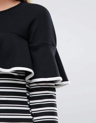 Fashion Union Frill And Stripe Bodycon Dress