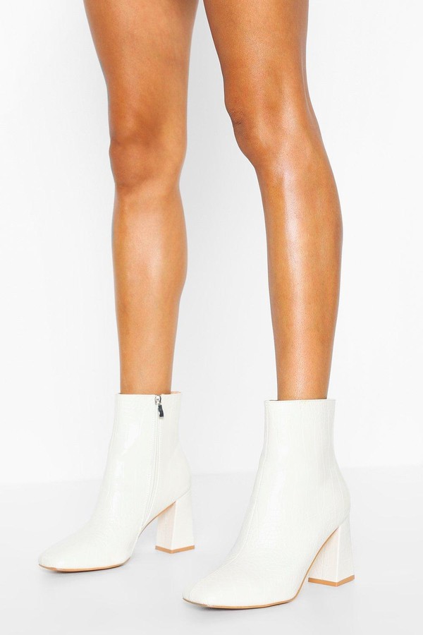boohoo white ankle boots