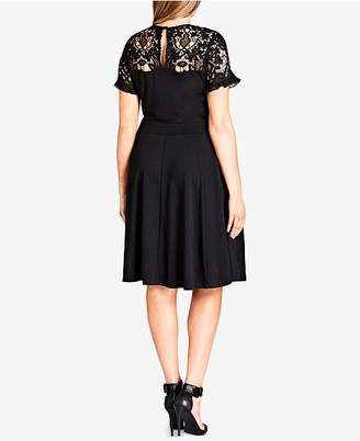 City Chic Trendy Plus Size Embroidered A-Line Dress