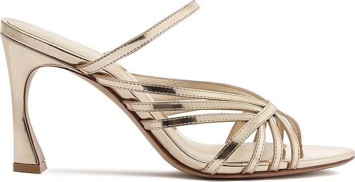 Alexandre Birman Women's Fran 85MM Leather Metallic Mules - Golden - Size 5